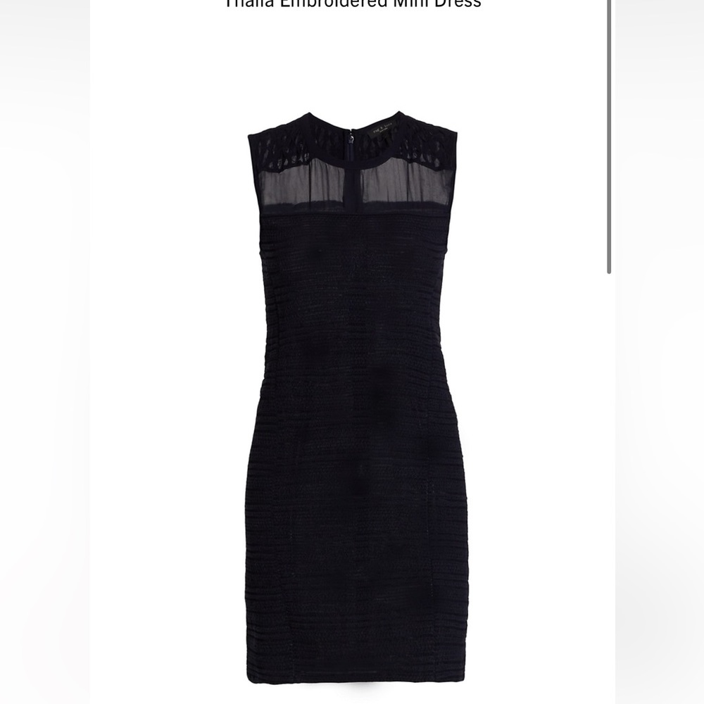Rag & Bone Thalia Embroidered Mini Dress Dark Navy Blue Sz 4 NWT